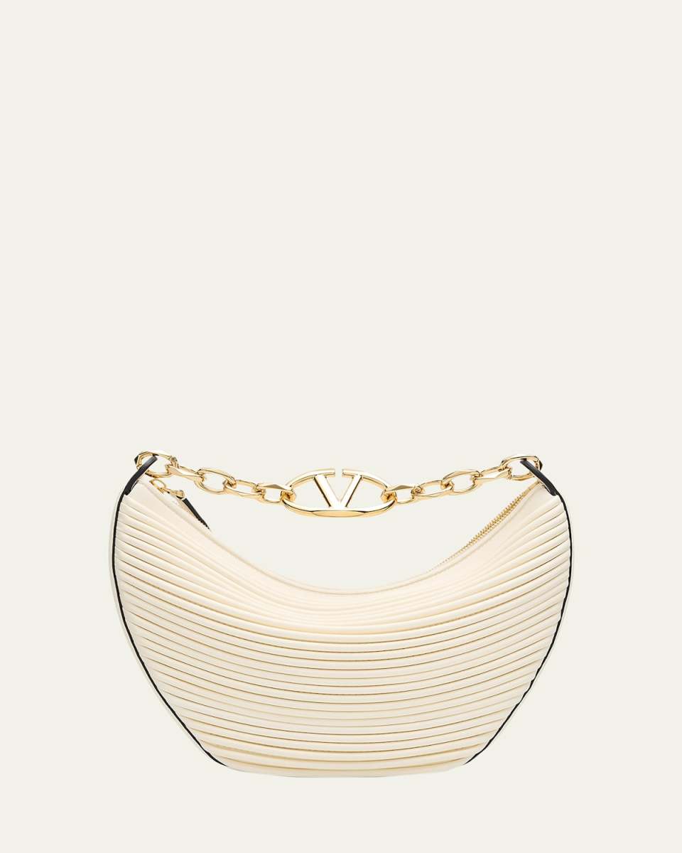 VLOGO Small Moon Textured Leather Hobo Bag